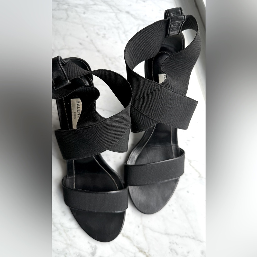 Balenciaga Black  Strappy Heels- excellent condition These
